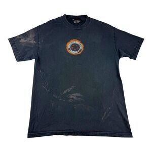 Vtg Orange County Choppers Shirt Sz L Black Flames Motorcycle Biker Y2K Distress